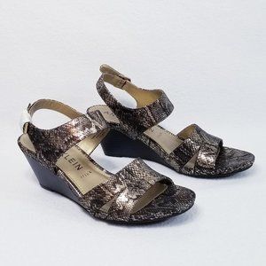 Anne Klein Sarry Wedge Snake Print Sandal - New